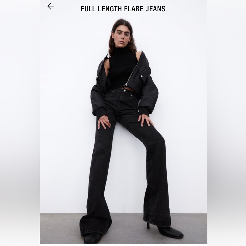 Zara flare pant. Zara high rise full length jeans. Size 34 inseam approx 33”